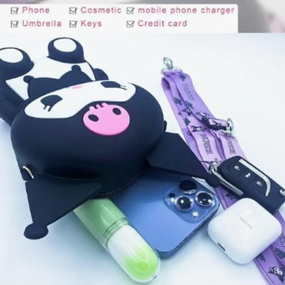 NEW Sanrio Kuromi Silicone Crossbody Bag Purse Detachable Strap Anime NWOT